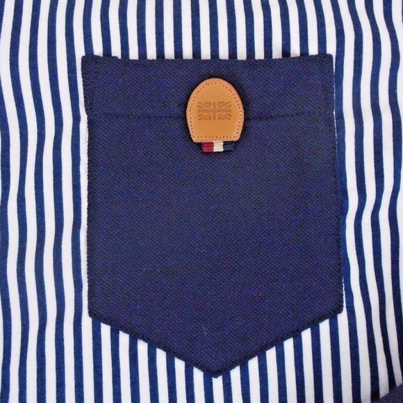 Women's Large M,D.Y  Blue Striped   Blouse - Picture 5 of 7